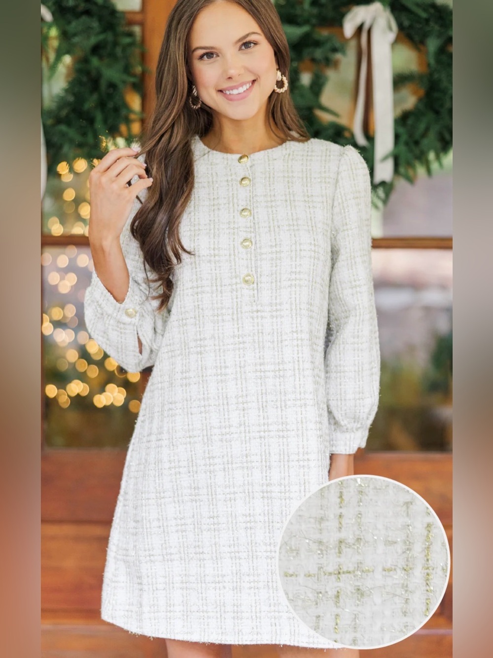 Feeling Like A Queen White Tweed Dress
